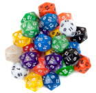 25 pack of D20 dice. Assorted colors.