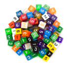 100 pack of D6 dice. Assorted colors.