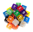 25 pack of D6 dice. Assorted colors.